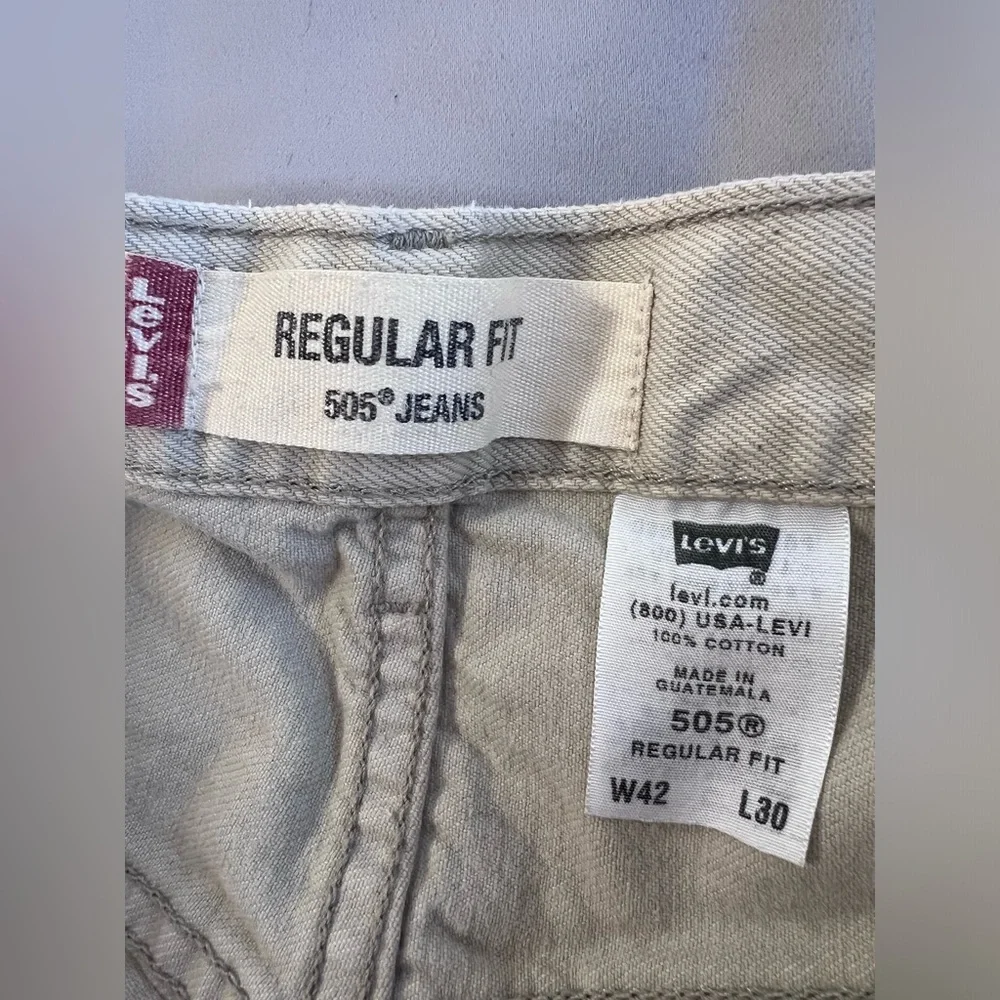 LEVIS 505 Regular Fit Jeans Mens 42‎ Beige Straight Regular Denim  W42 L32
